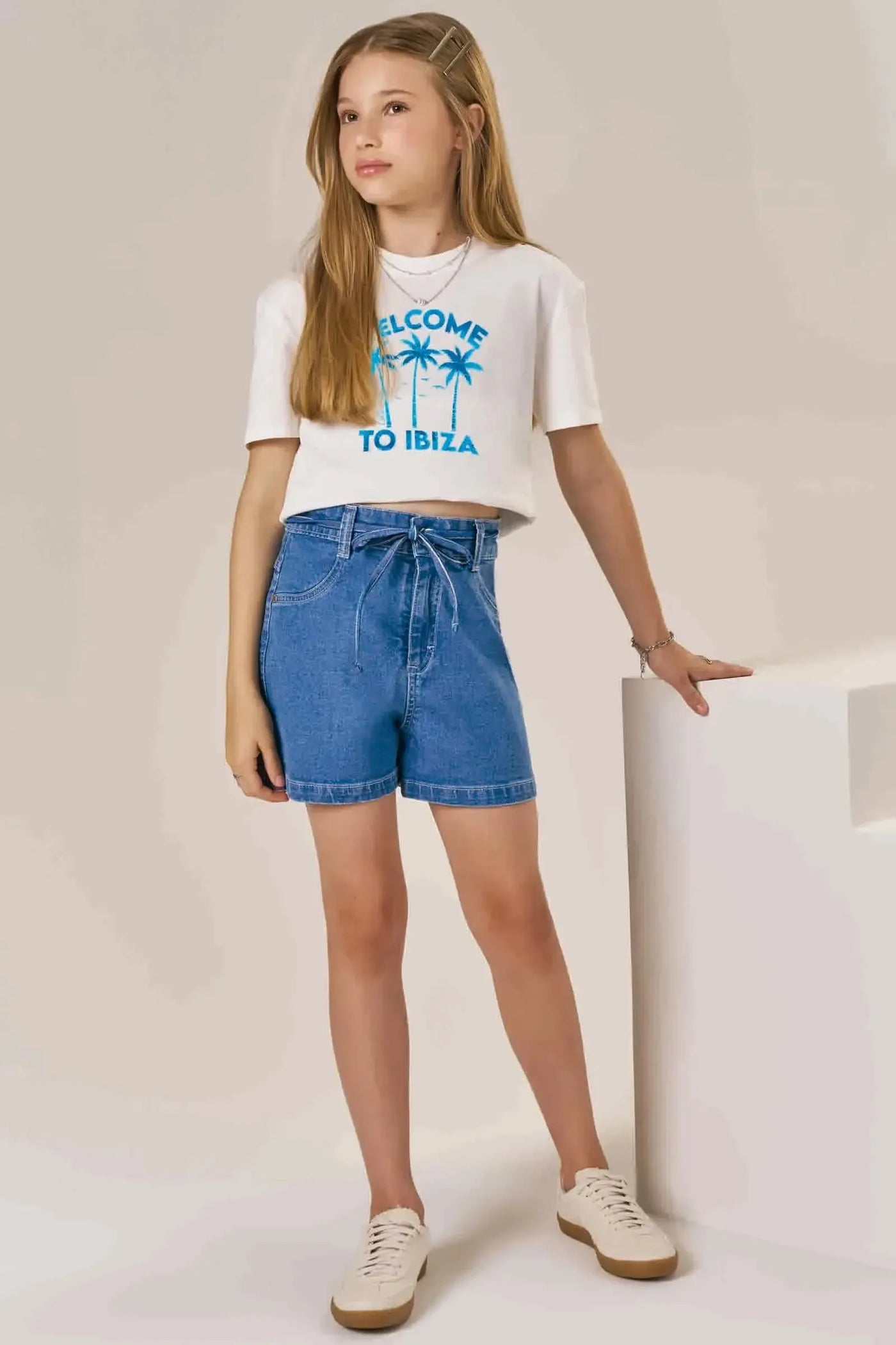 Shorts em Jeans com Elastano 86539 Lilimoon Teen Menina