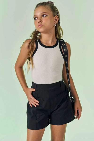 Conjunto de Blusa Boxy em Canelado Liz e Shorts em Alfaiataria Tecno Cargo 86704 Vic&Vicky Teen Menina