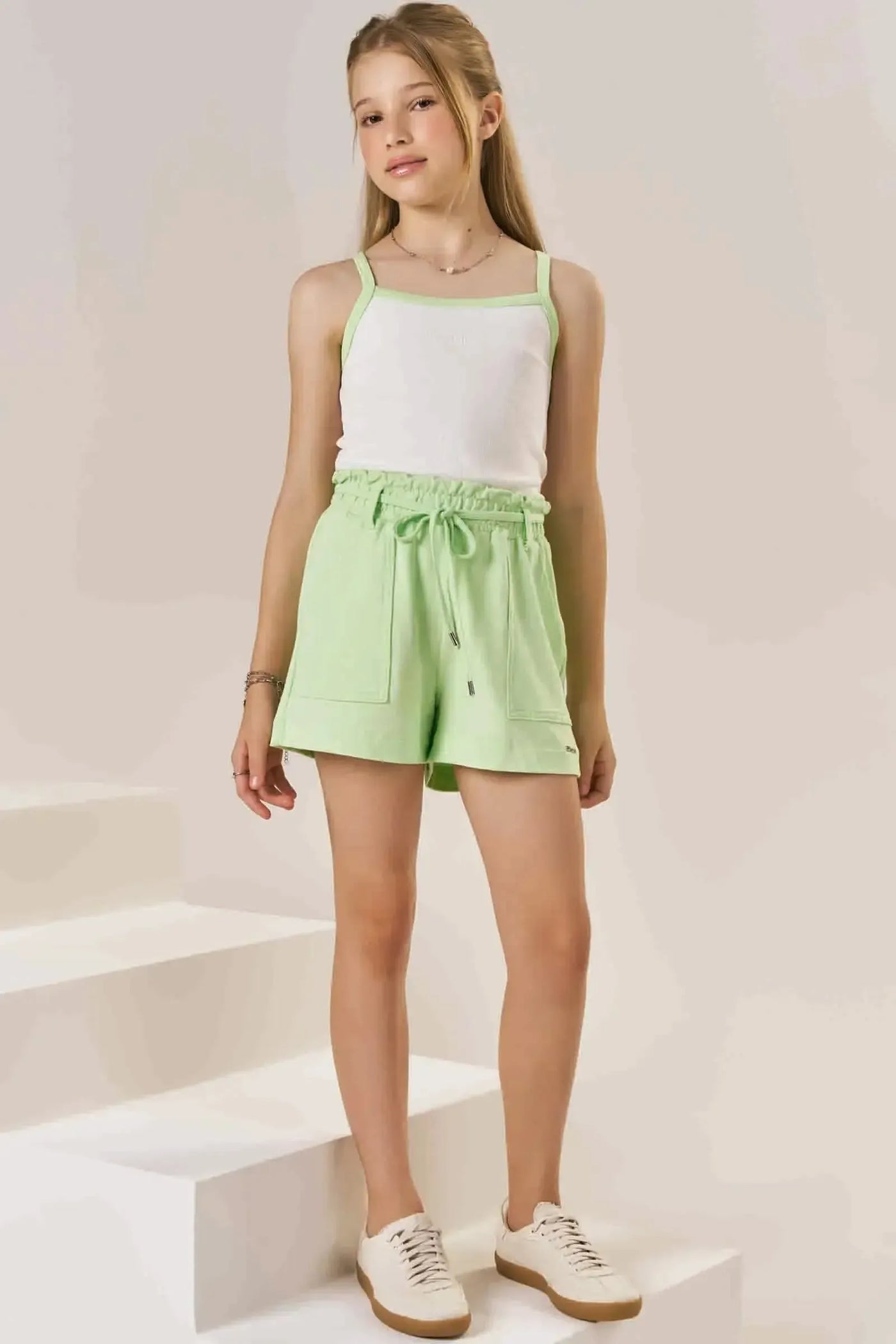 Conjunto de Blusa em Canelado Liz e Shorts em Molevisco 87460 Lilimoon Teen Menina