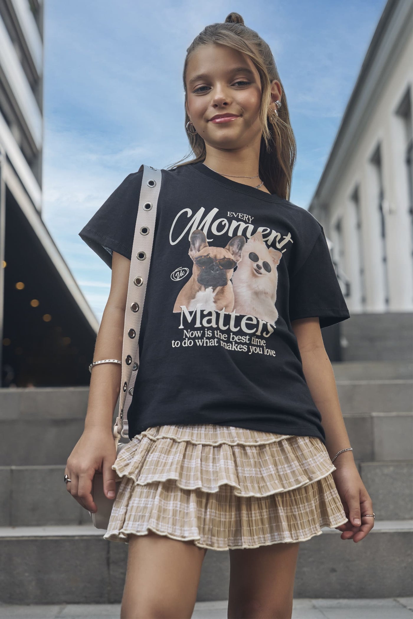 Saia Ruffles em Malha Texturizada 88722 Vic&Vicky Teen Menina