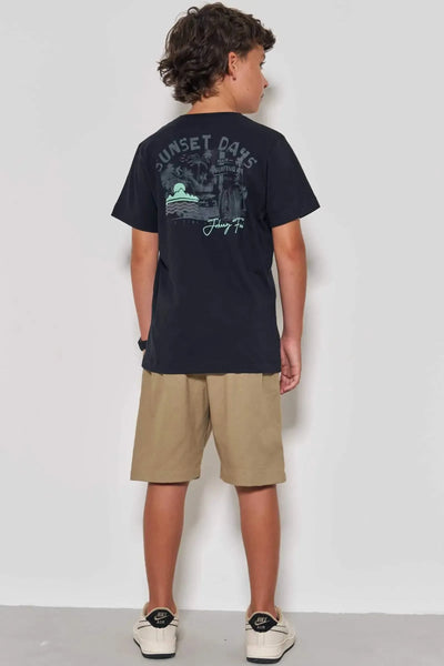 Bermuda em Linho Santorine com Elastano 86823 Johnny Fox Teen Menino