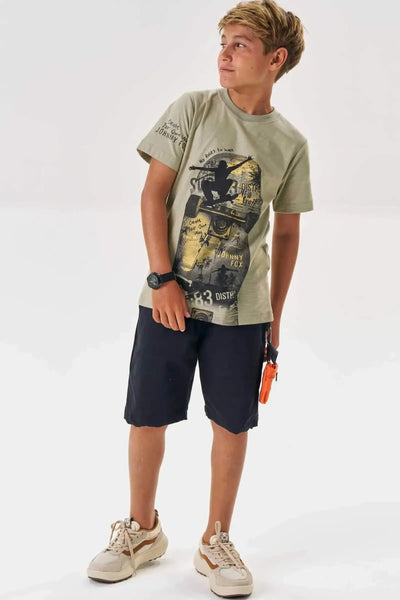 Bermuda em Sarja Girassol com Elastano 87050 Johnny Fox Teen Menino