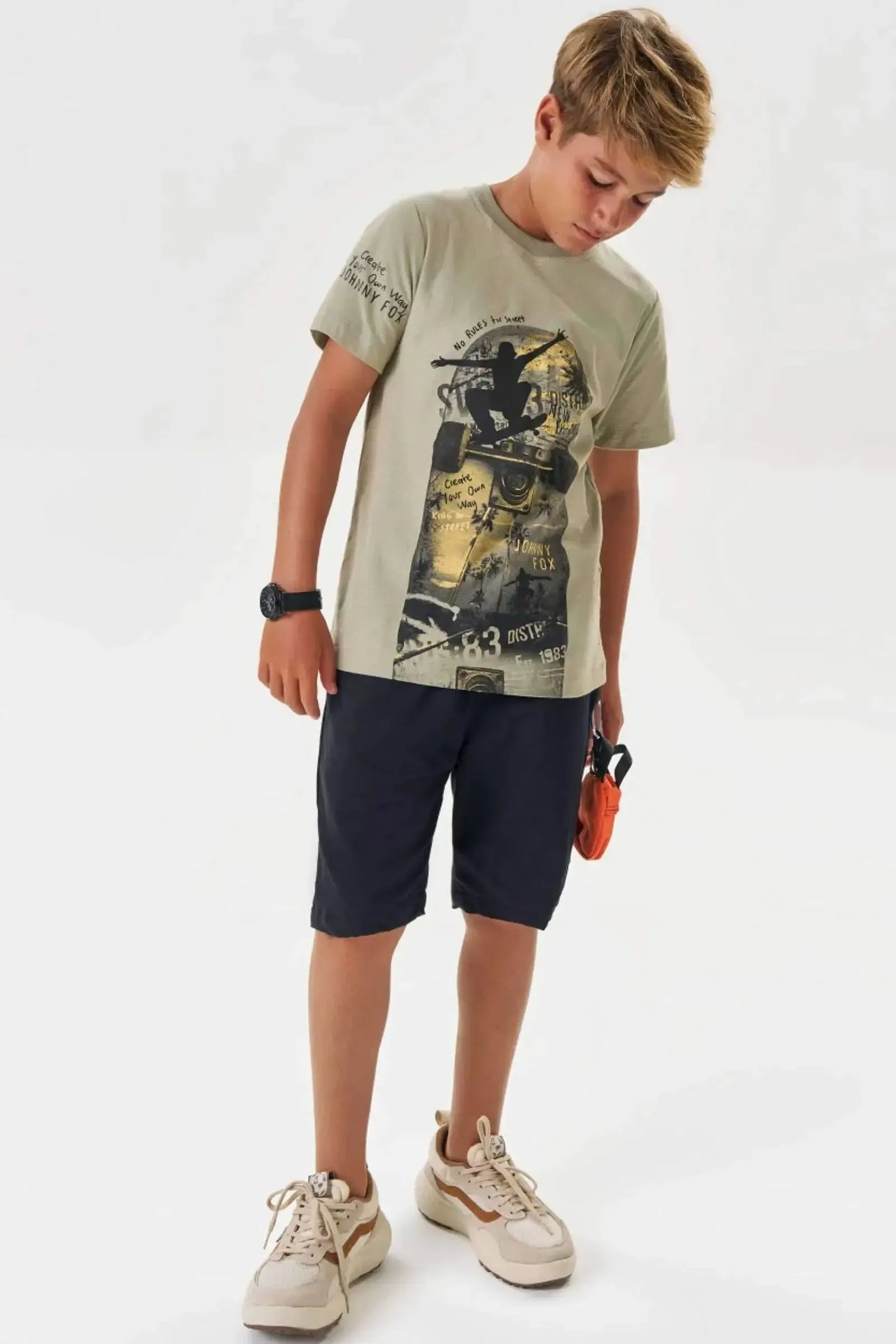 Bermuda em Sarja Girassol com Elastano 87050 Johnny Fox Teen Menino