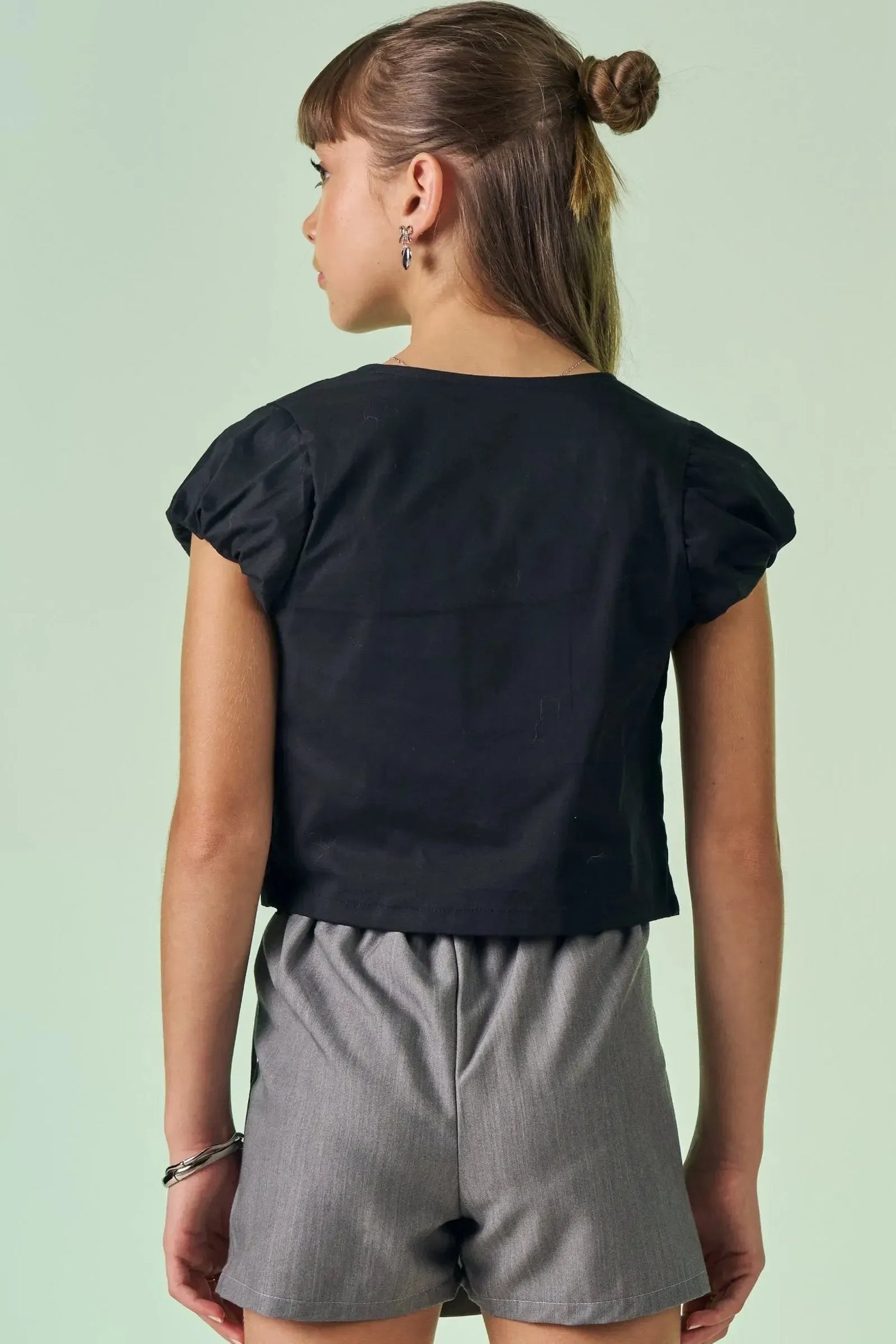 Blusa Boxy em Tricoline com Elastano e Top Cropped em Canelado Liz 87880 Vic&Vicky Teen Menina