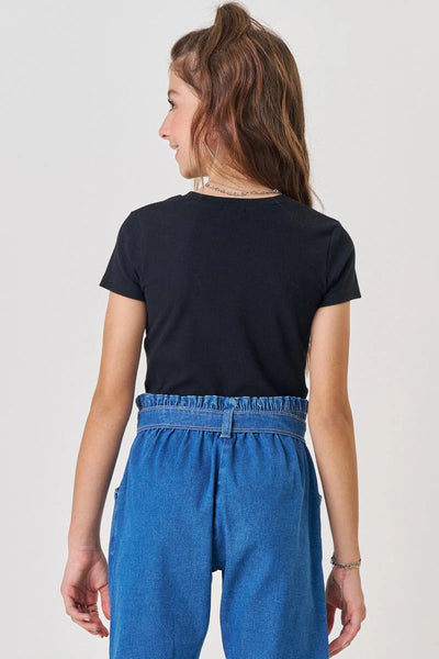 Blusa Cropped Teen Menina em Canelado Liz 81974 Vic&Vicky