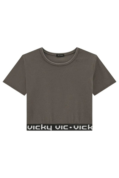 Blusa Cropped Teen Menina em Canelado Liz 81976 Vic&Vicky