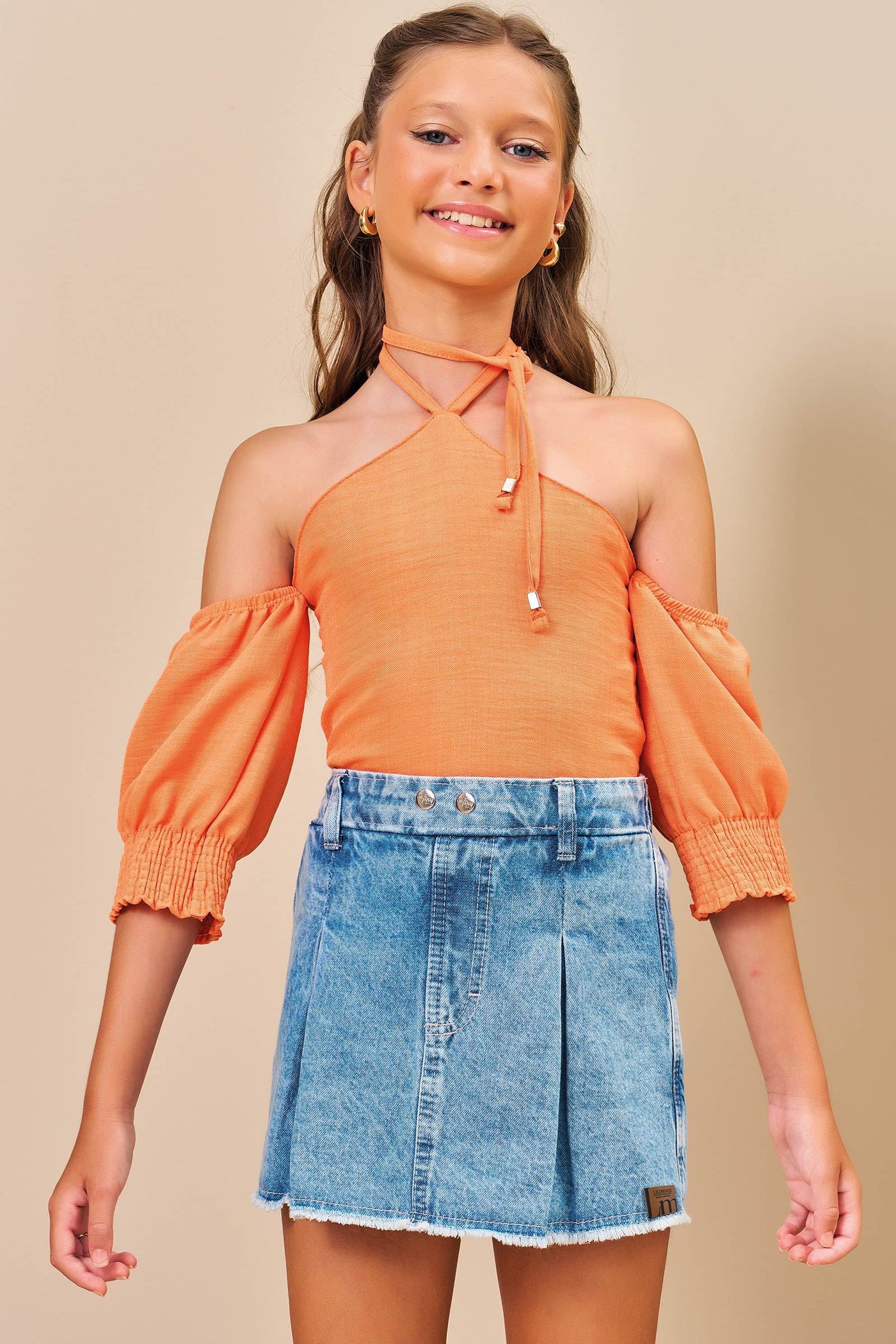 Blusa Cropped em Tecido Grécia 76982 Lilimoon