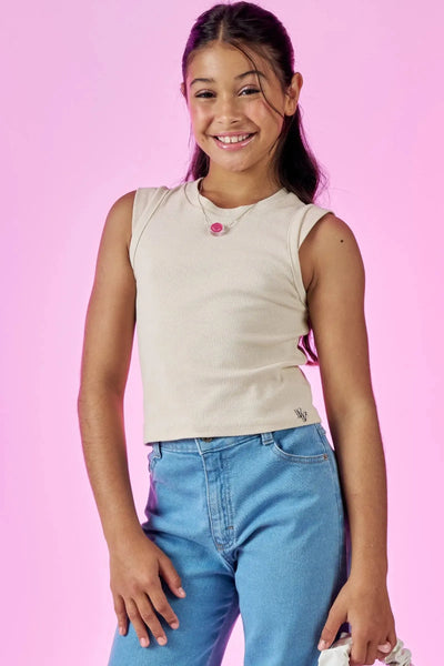 Blusa Regata Boxy em Canelado Liz 86904 Vic&Vicky Teen Menina