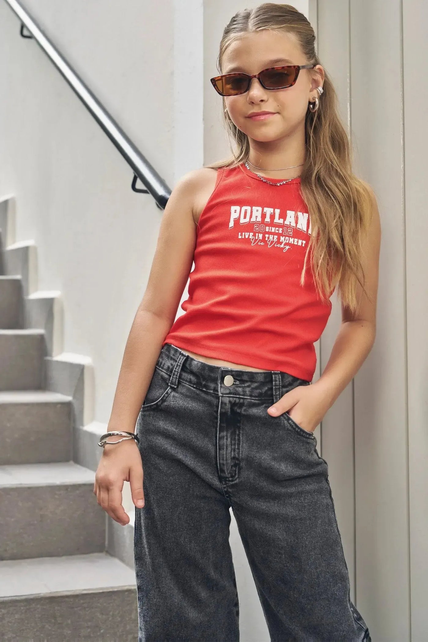 Blusa Regata Boxy em Canelado Liz 87522 Vic&Vicky Teen Menina