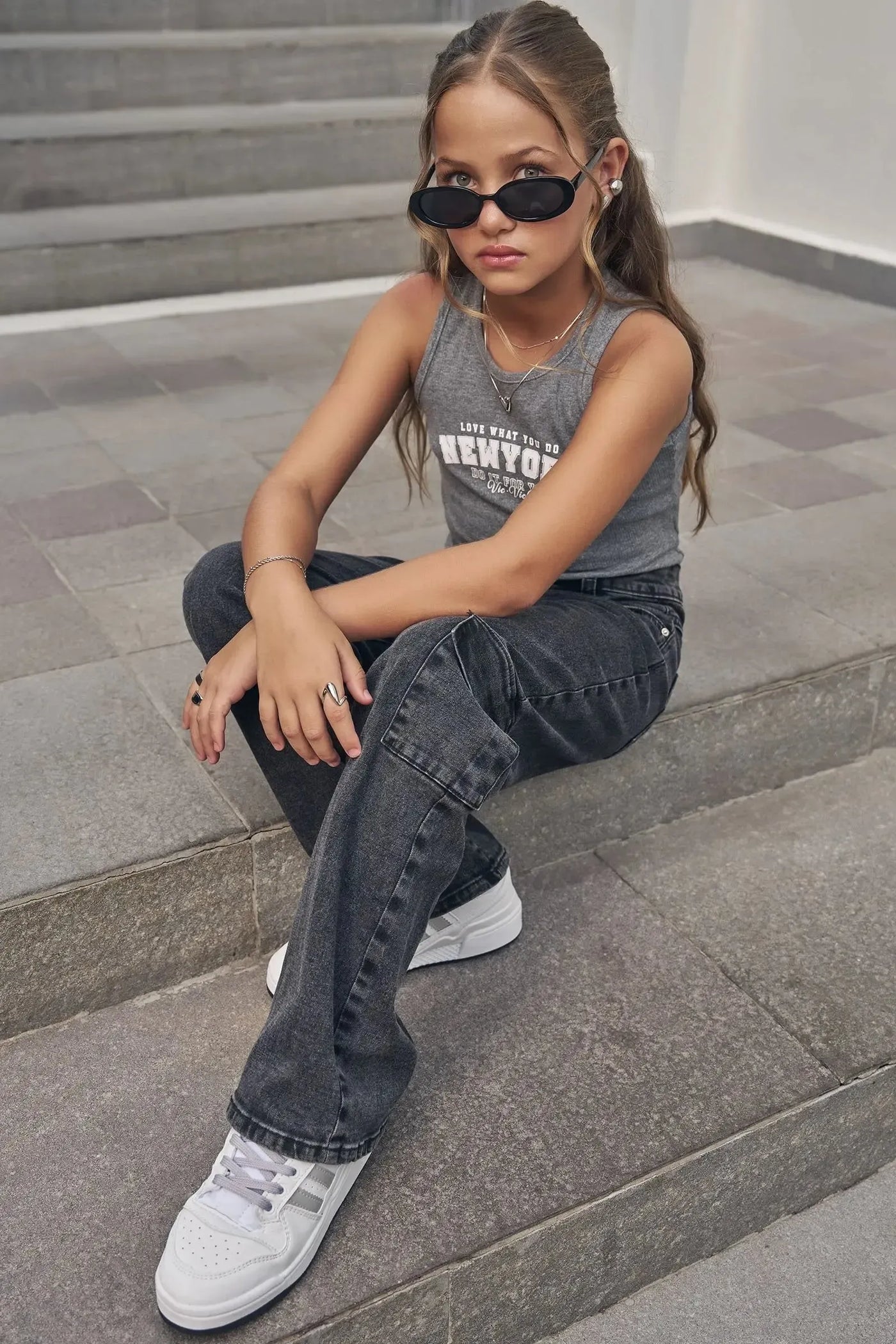 Calça Wide Leg em Jeans com Elastano 87510 Vic&Vicky Teen Menina