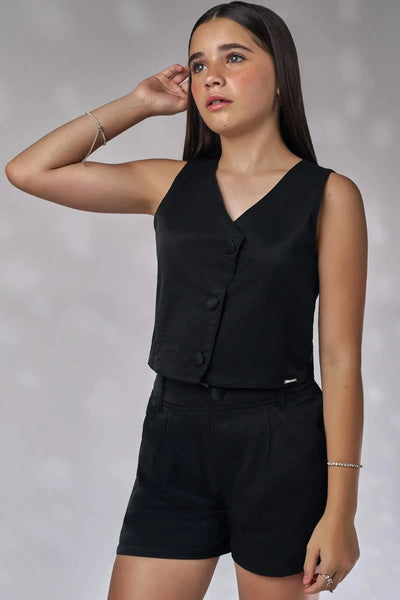 Colete Cropped em Alfaiataria Amore 86533 Lilimoon Teen Menina