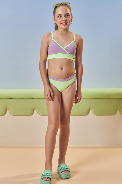 Conjunto de Biquini Calcinha Tradicional em Malha Textura Canelada 84369 Vic&Vicky Teen Menina