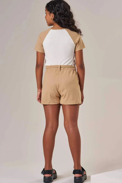 Conjunto de Blusa Boxy e Short Saia em Canelado Liz 87225 Lilimoon Teen Menina