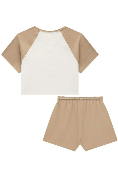 Conjunto de Blusa Boxy e Short Saia em Canelado Liz 87225 Lilimoon Teen Menina