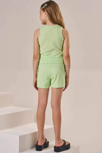 Conjunto de Blusa Boxy e Shorts em Malha Little Waffle 86456 Lilimoon Teen Menina