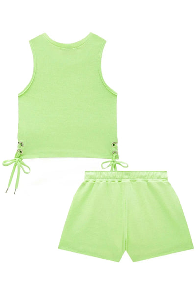 Conjunto de Blusa Boxy e Shorts em Malha Little Waffle 86456 Lilimoon Teen Menina