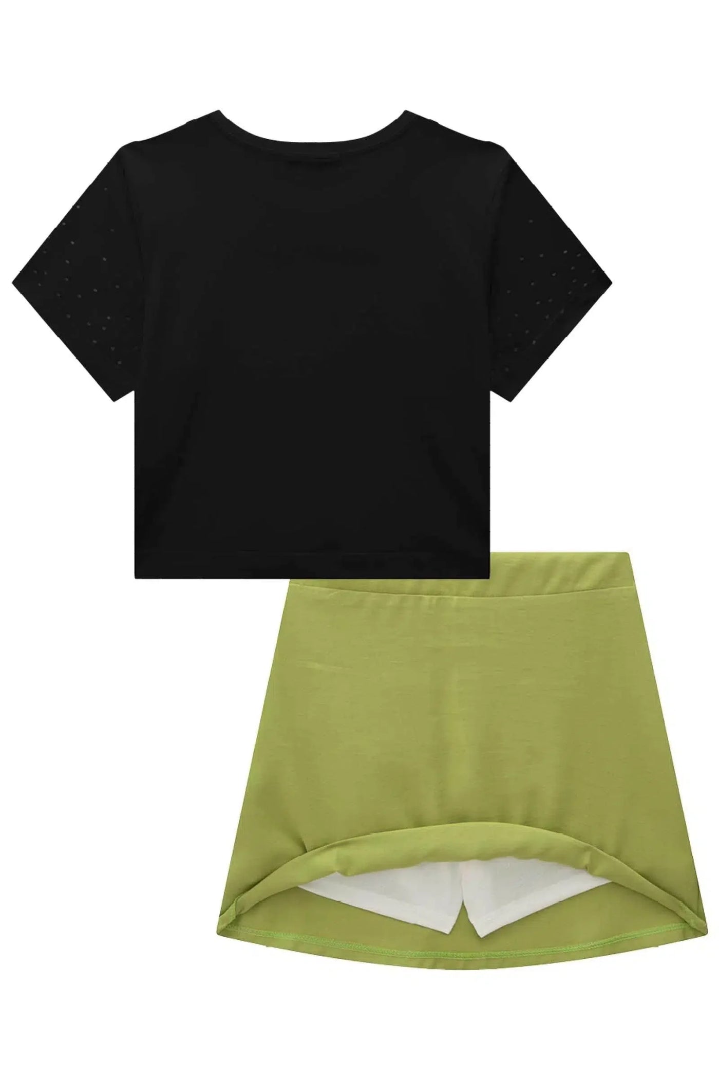 Conjunto Teen Menina de Blusa Boxy Over em Meia Malha e Saia em Tecido Sensoriale 81851 Lilimoon