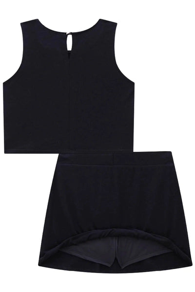 Conjunto Teen Menina de Blusa Cropped e Saia em Molecotton e Tule 79422 Vic&Vicky