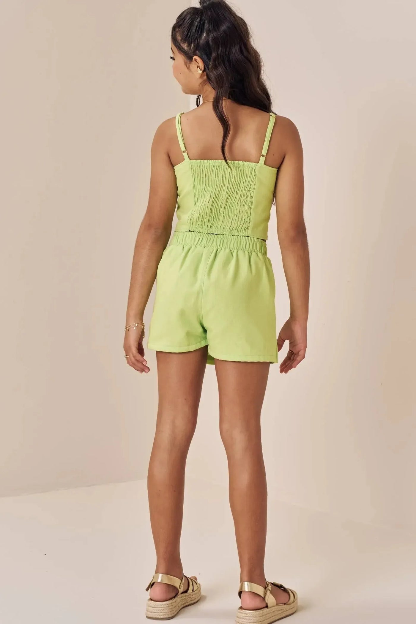 Conjunto de Blusa Cropped e Short Saia em Viscolinho 86685 Vic&Vicky Teen Menina