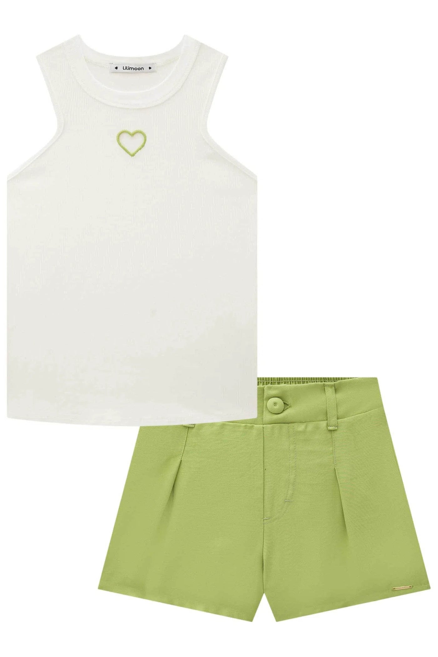 Conjunto Teen Menina de Blusa em Canelado e Shorts em Tecido Sensoriale 81825 Lilimoon