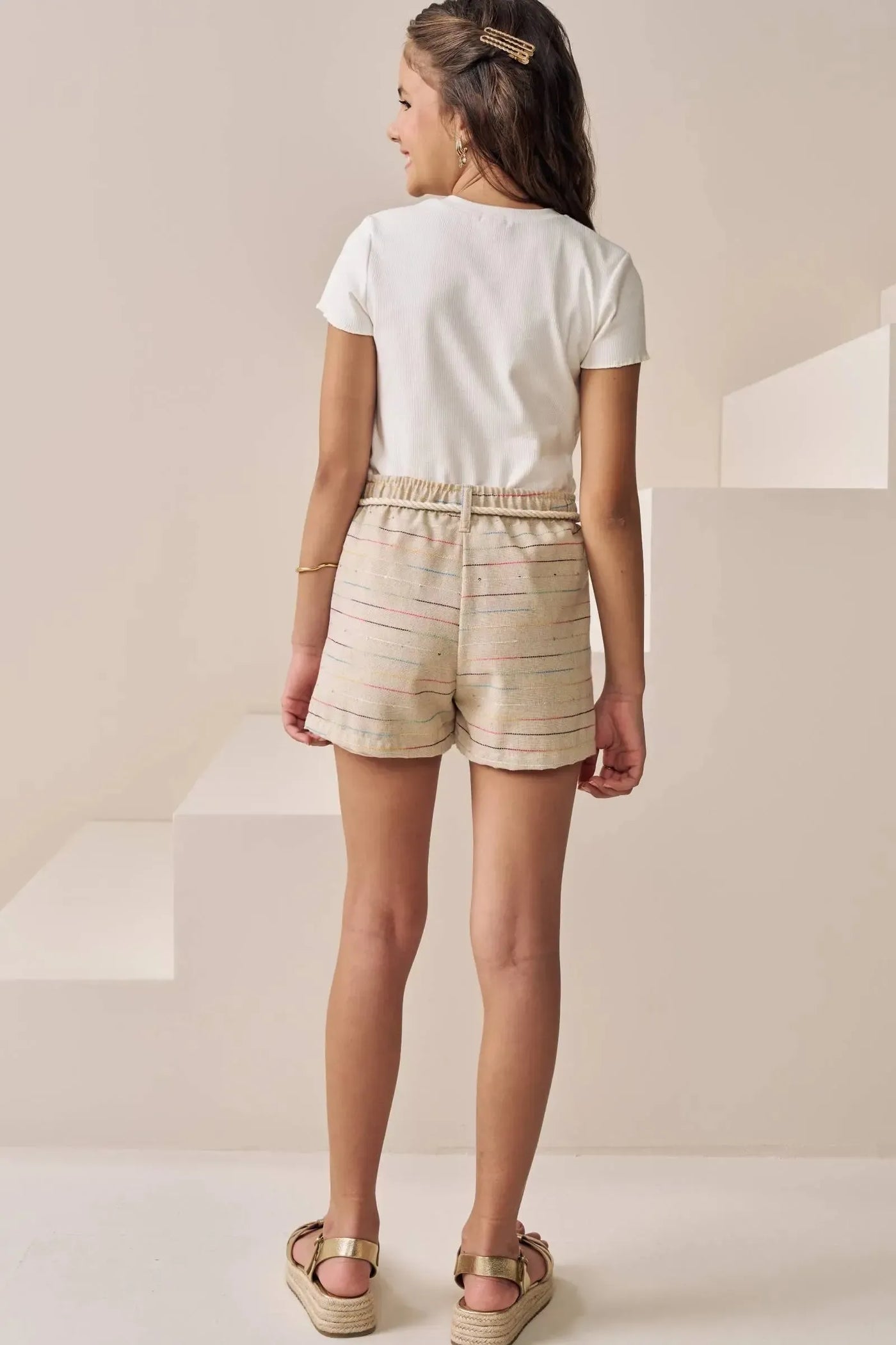 Conjunto de Blusa em Canelado Liz e Shorts em Linho Maquinetado 87104 Vic&Vicky Teen Menina