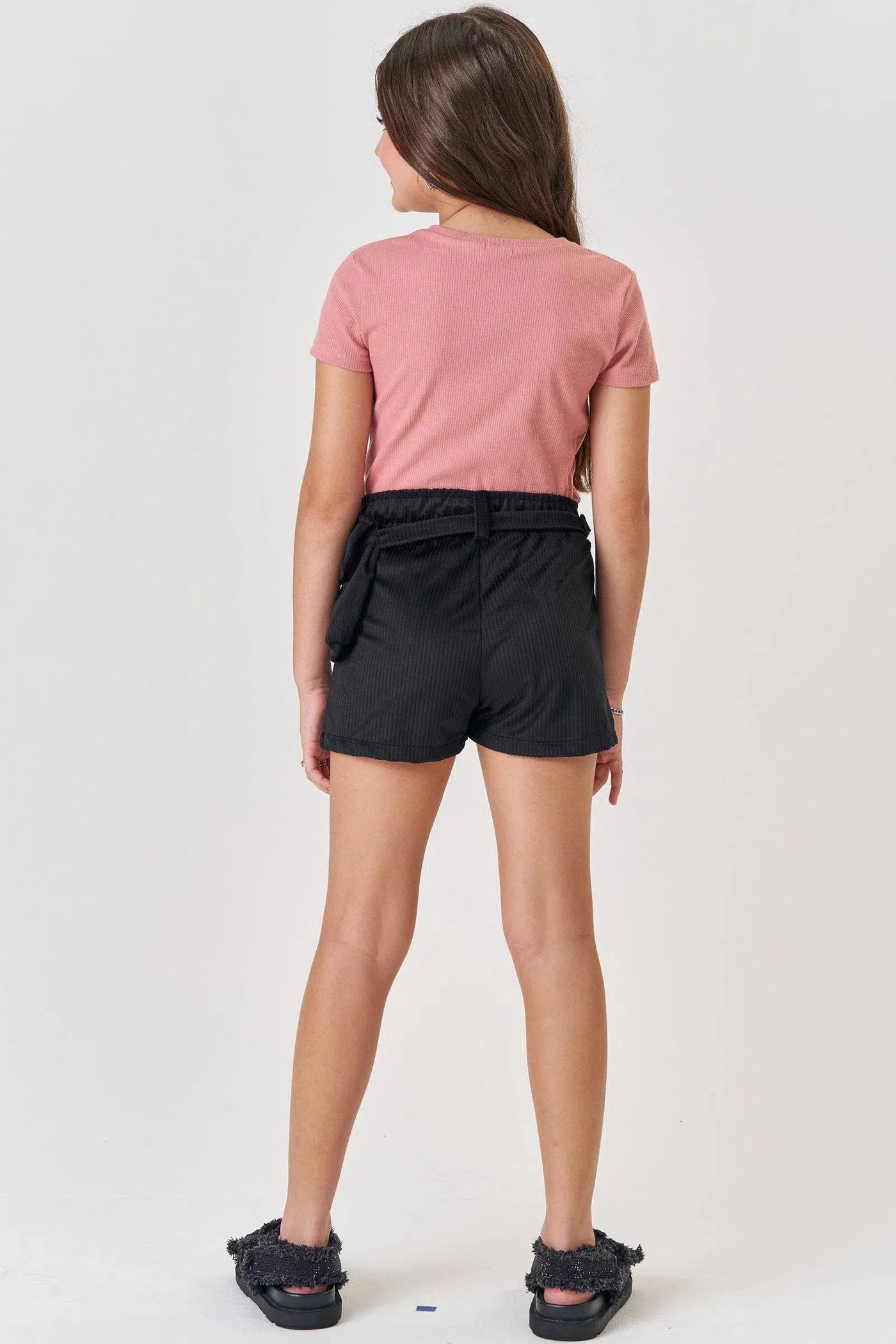 Conjunto Teen Menina de Blusa em Canelado Liz e Shorts em Malha Veludo Cotele 82035 Vic&Vicky