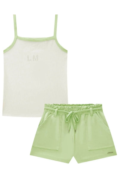 Conjunto de Blusa em Canelado Liz e Shorts em Molevisco 87460 Lilimoon Teen Menina