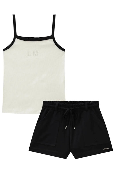 Conjunto de Blusa em Canelado Liz e Shorts em Molevisco 87460 Lilimoon Teen Menina