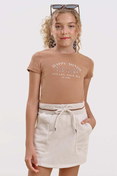 Conjunto de Busa Baby Look Cropped em Cotton e Short Saia em Moletom 85176 Vic&Vicky Teen Menina