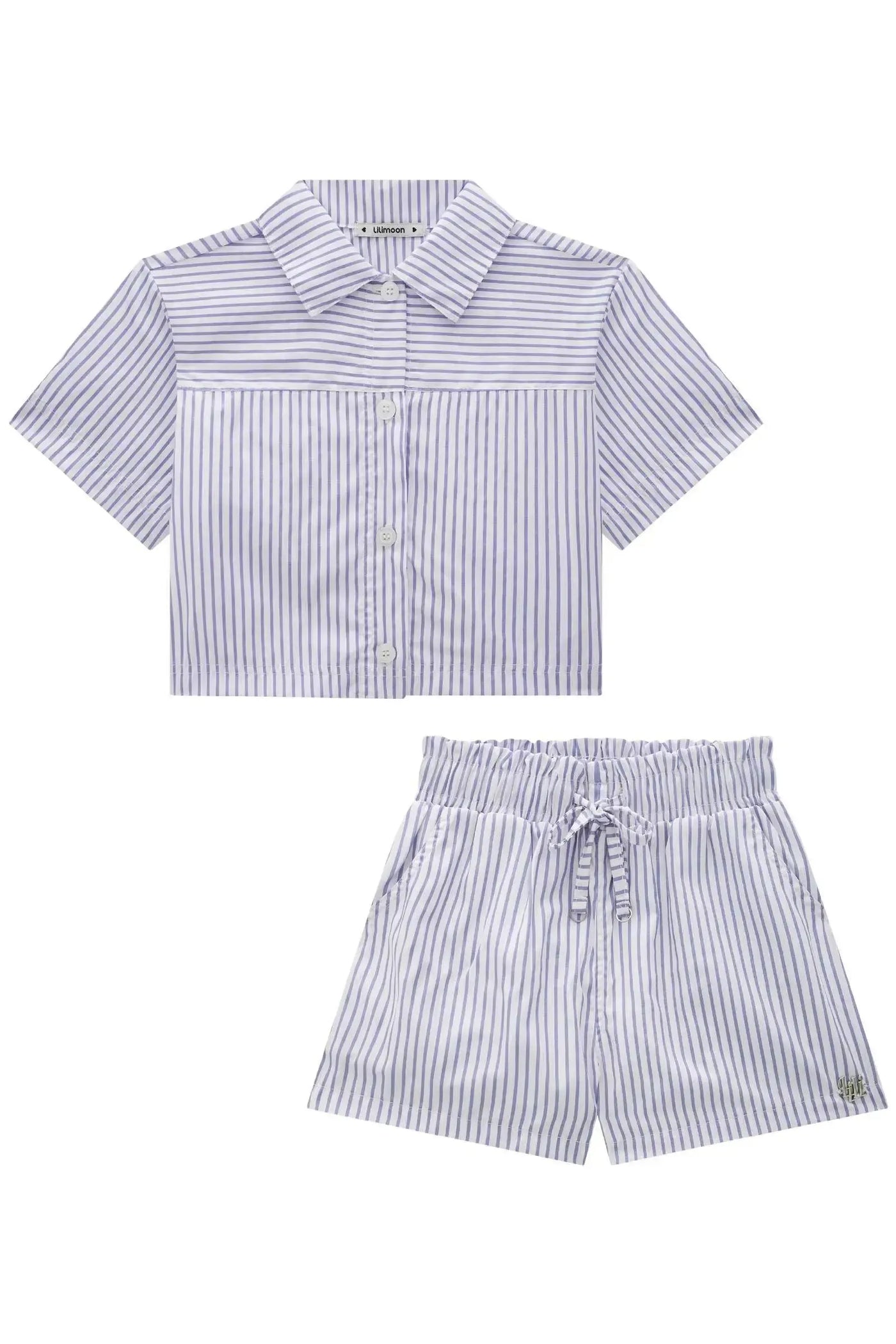 Conjunto de Camisa Boxy Over e Shorts em Alfaiataria Verano 87482 Lilimoon Teen Menina