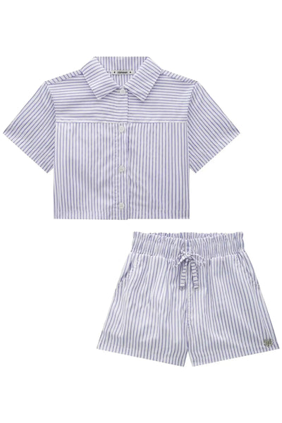 Conjunto de Camisa Boxy Over e Shorts em Alfaiataria Verano 87482 Lilimoon Teen Menina