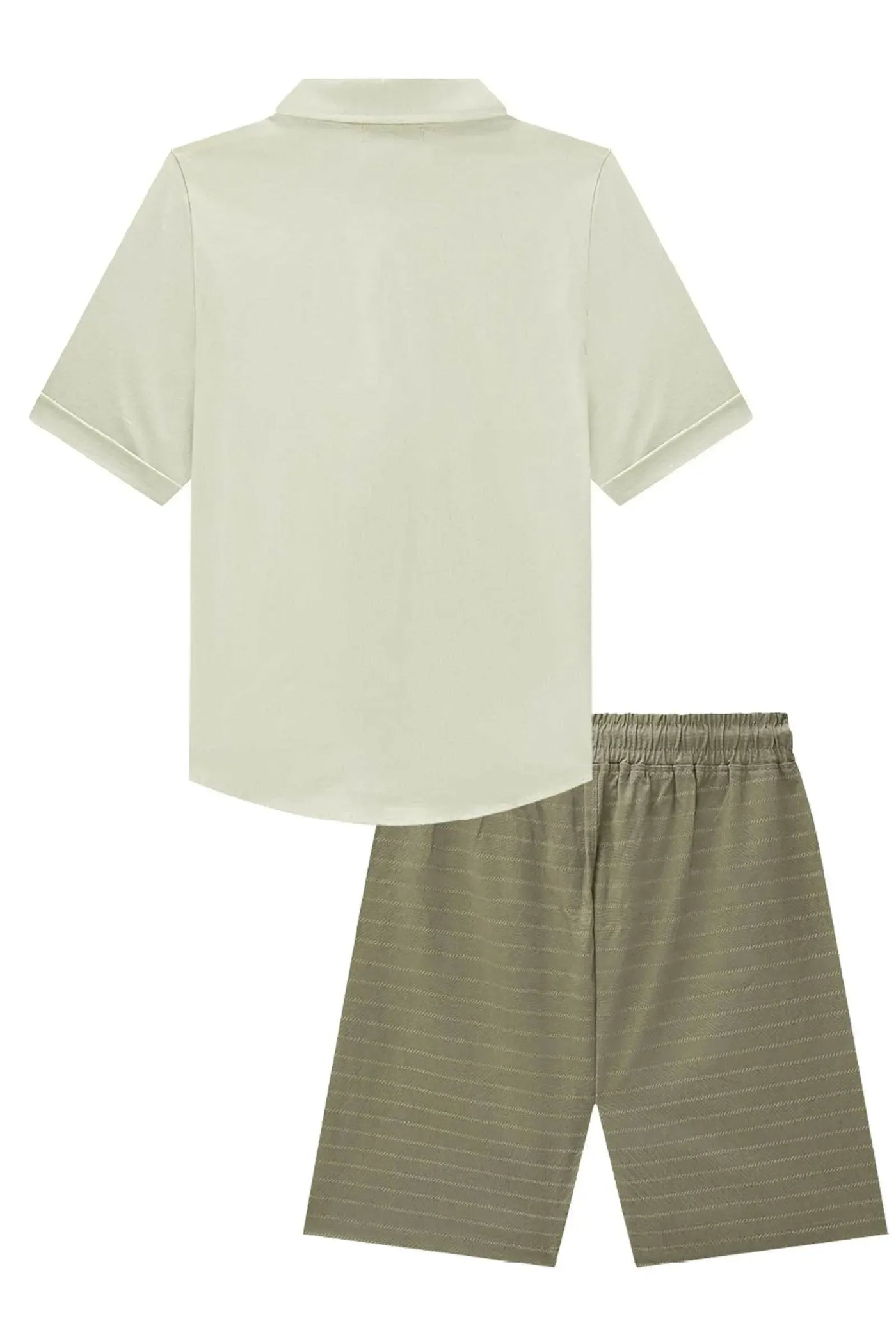 Conjunto de Camisa em Meia Malha e Bermuda em Linho Santorine com Elastano 87069 Johnny Fox Teen Menino