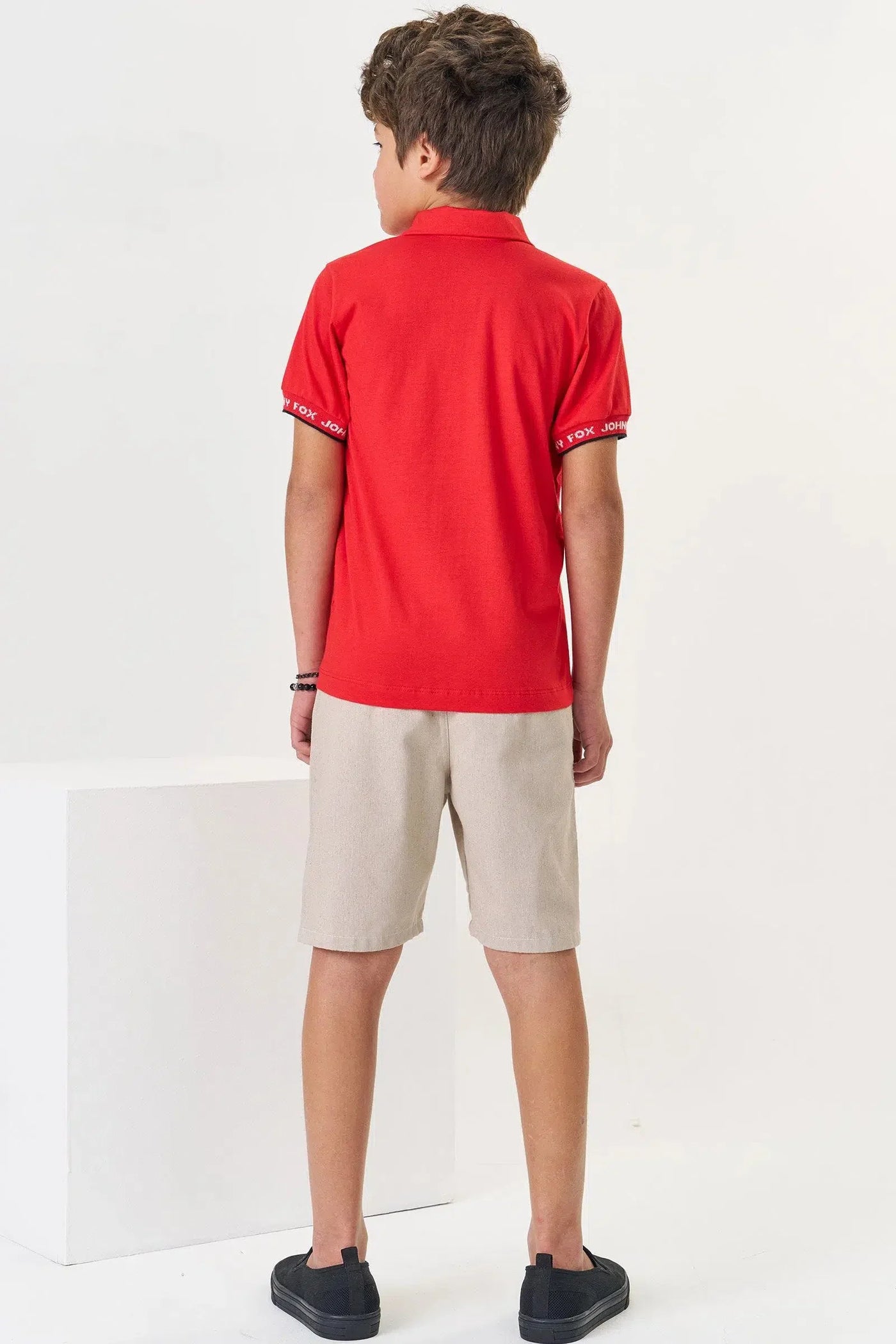 Conjunto Teen Menino de Camisa Polo em Meia Malha e Bermuda em Tecido Eco com Elastano 82142 Johnny Fox