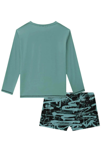 Conjunto de Camiseta e Sunga em Malha Uv Dry com Proteção UV50+ 88612 Johnny Fox Teen Menino