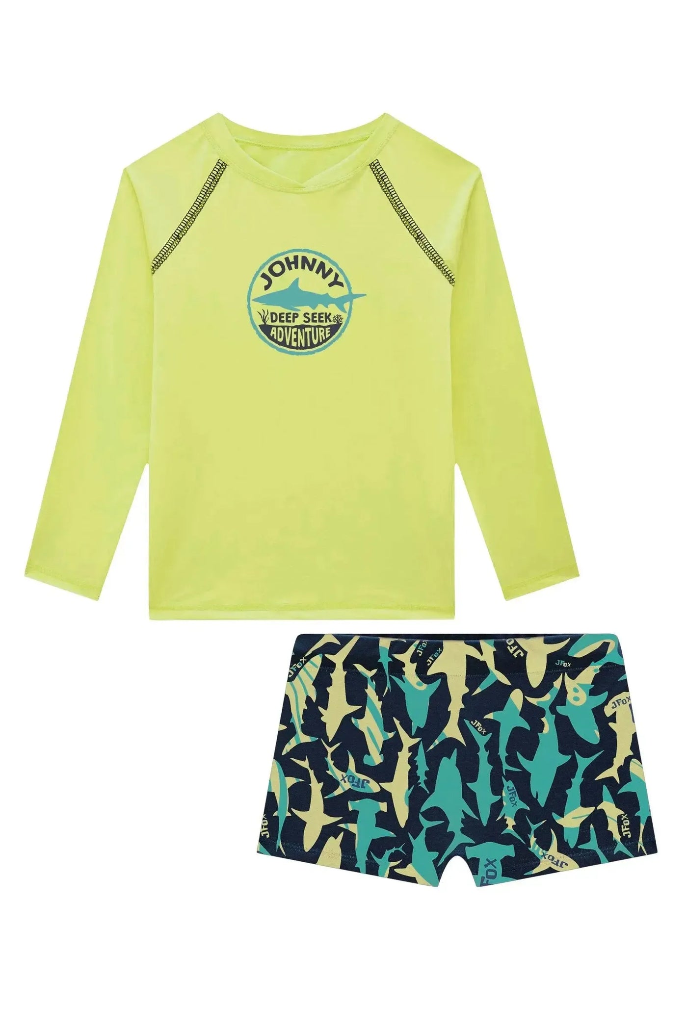 Conjunto de Camiseta e Sunga em Malha Uv Dry com Proteção Uv50+ 94213 Johnny Fox Teen Menino