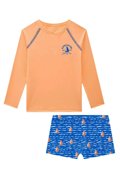 Conjunto de Camiseta e Sunga em Malha Uv Dry com Proteção Uv50+ 94216 Johnny Fox Teen Menino