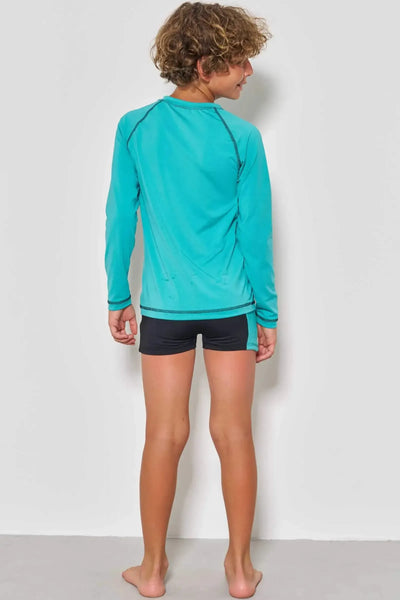 Conjunto de Camiseta e Sunga em Malha Uv Dry com Proteção UV50+ (estampa Aqua) 88303 Johnny Fox Teen Menino