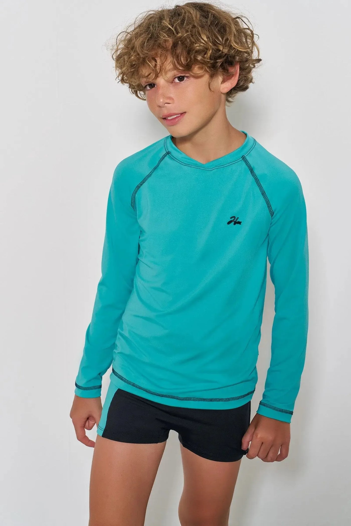 Conjunto de Camiseta e Sunga em Malha Uv Dry com Proteção UV50+ (estampa Aqua) 88303 Johnny Fox Teen Menino