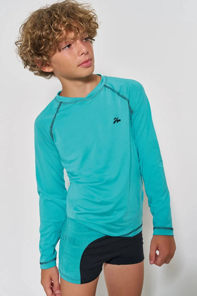 Conjunto de Camiseta e Sunga em Malha Uv Dry com Proteção UV50+ (estampa Aqua) 88303 Johnny Fox Teen Menino