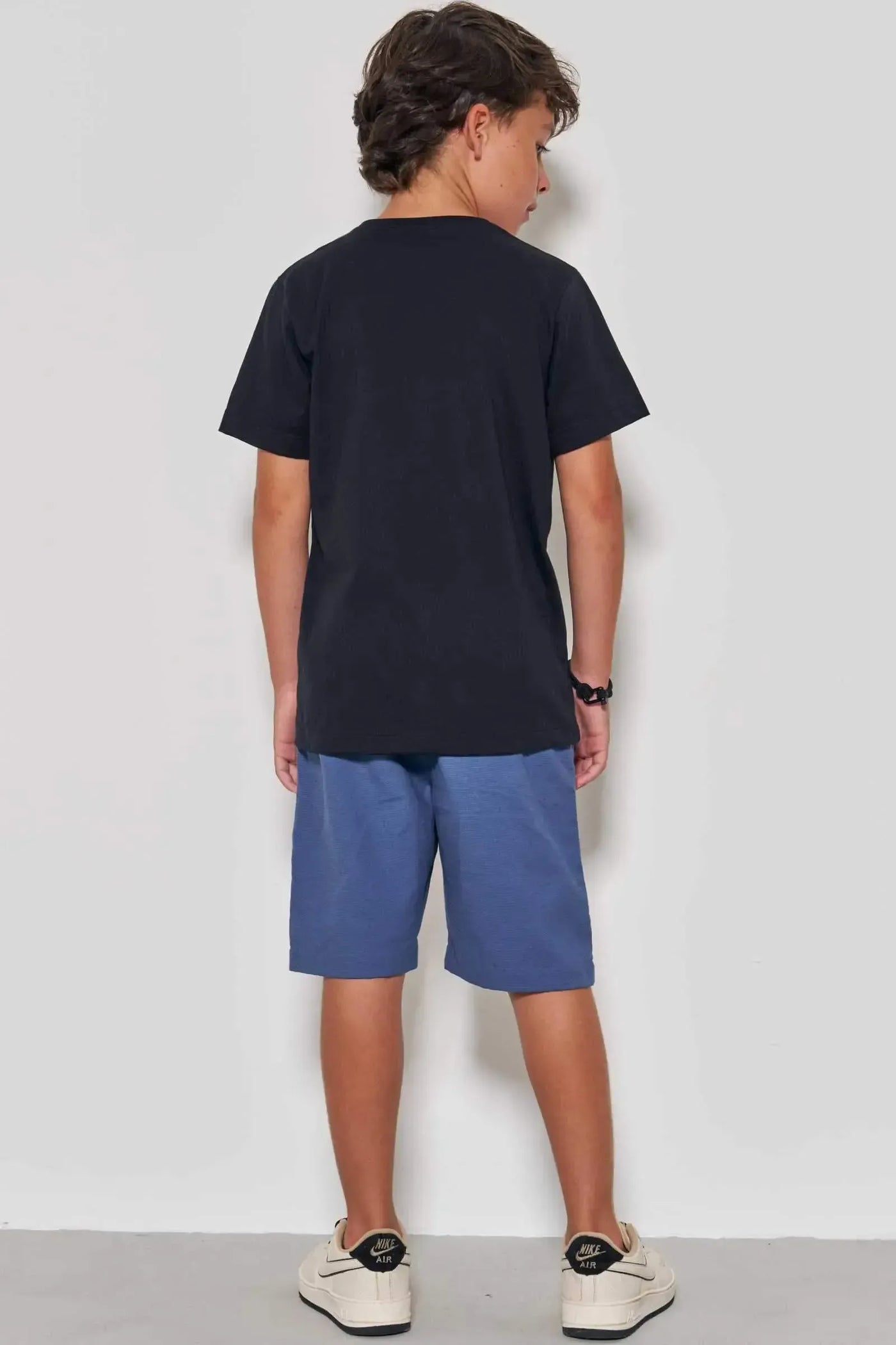 Conjunto de Camiseta em Meia Malha e Bermuda em Linho Santorine com Elastano 89226 Johnny Fox Teen Menino