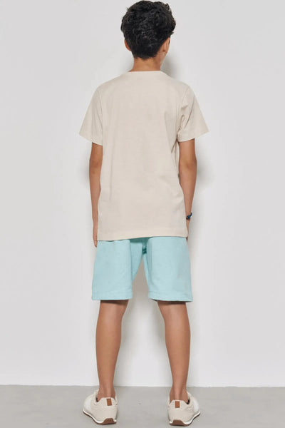 Conjunto de Camiseta em Meia Malha e Bermuda em Moletom sem Pelúcia 87696 Johnny Fox Teen Menino