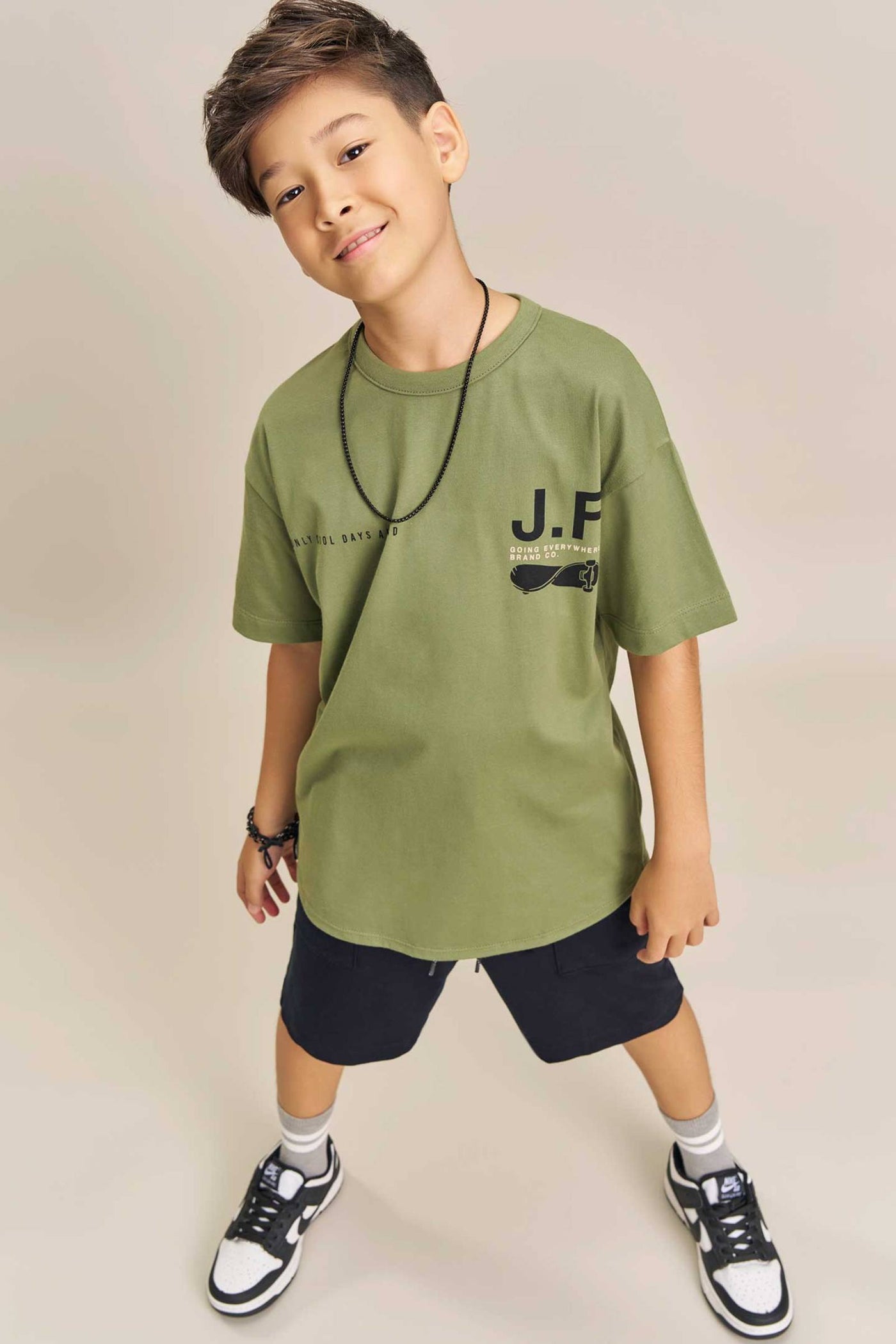 Conjunto de Camiseta em Meia Malha e Bermuda em Molevisco 78322 Johnny Fox