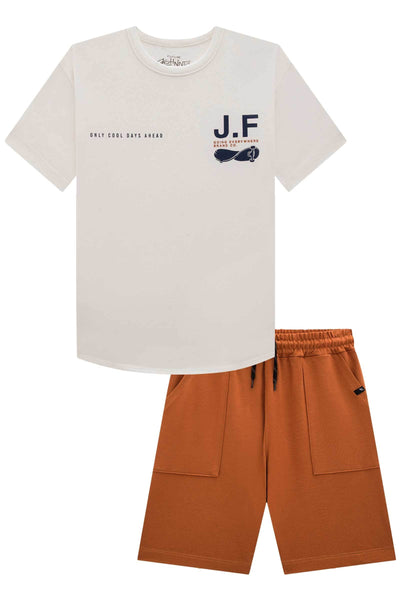 Conjunto de Camiseta em Meia Malha e Bermuda em Molevisco 78322 Johnny Fox