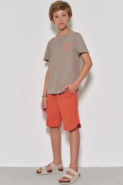 Conjunto de Camiseta em Meia Malha e Bermuda em Sarja Girassol com Elastano 87721 Johnny Fox Teen Menino