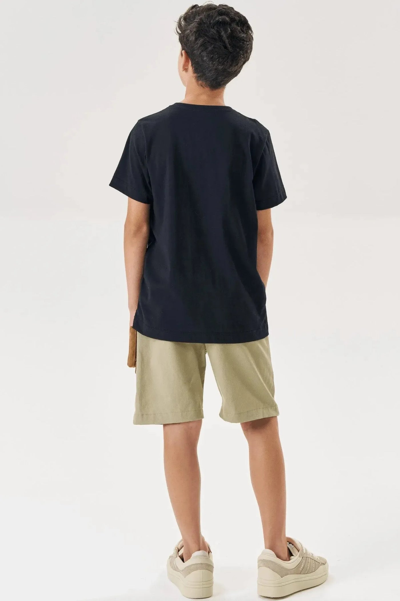 Conjunto de Camiseta em Meia Malha e Bermuda em Sarja Girassol com Elastano 88272 Johnny Fox Teen Menino