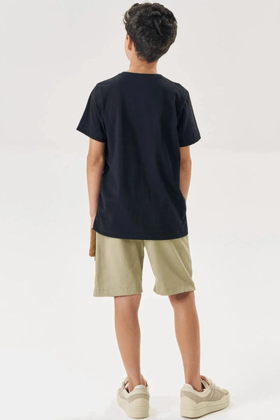 Conjunto de Camiseta em Meia Malha e Bermuda em Sarja Girassol com Elastano 88272 Johnny Fox Teen Menino