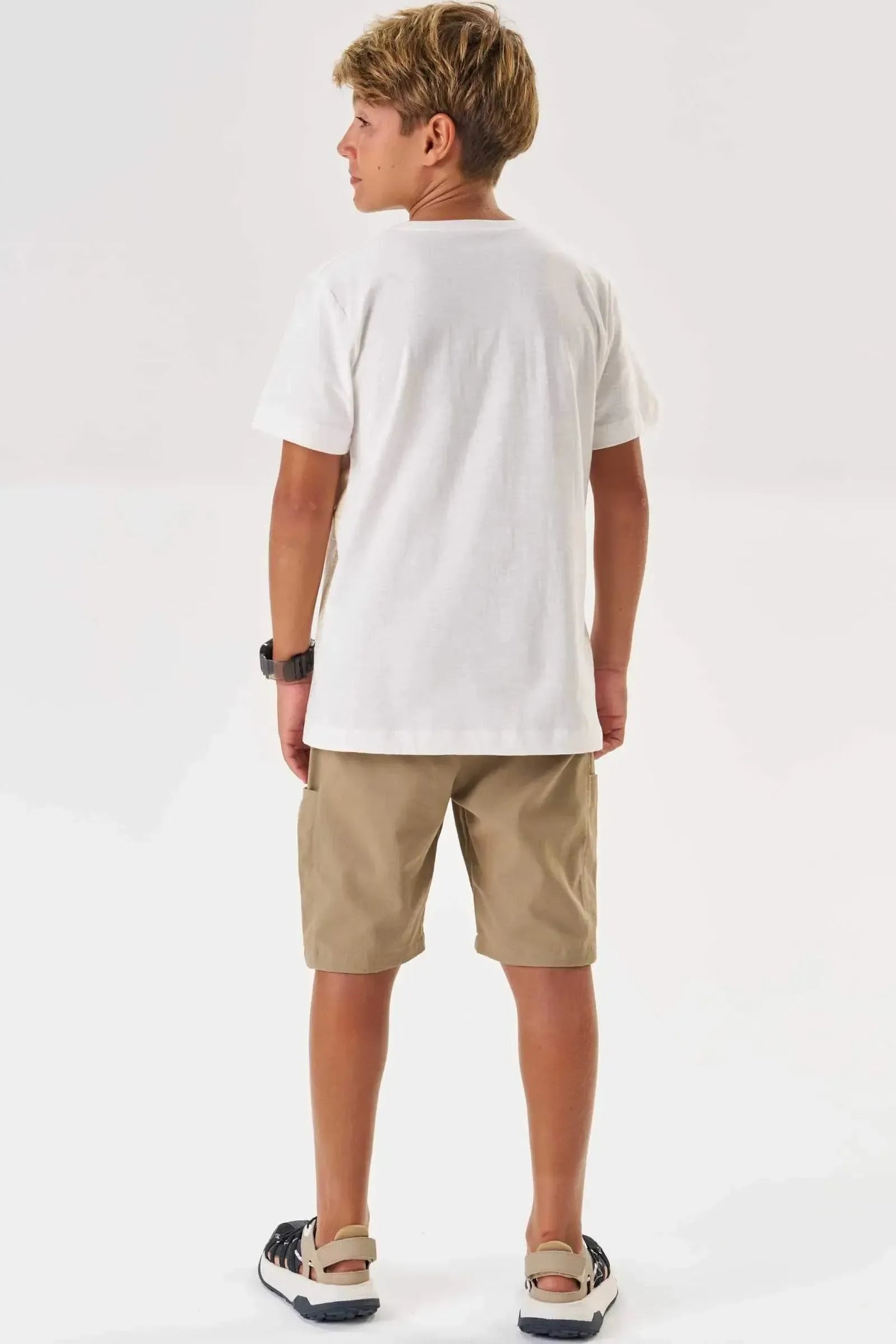 Conjunto de Camiseta em Meia Malha Flamê e Bermuda em Linho Santorine com Elastano 87616 Johnny Fox Teen Menino