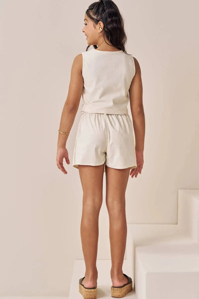 Conjunto de Colete e Short Saia em Linho com Elastano 87595 Vic&Vicky Teen Menina