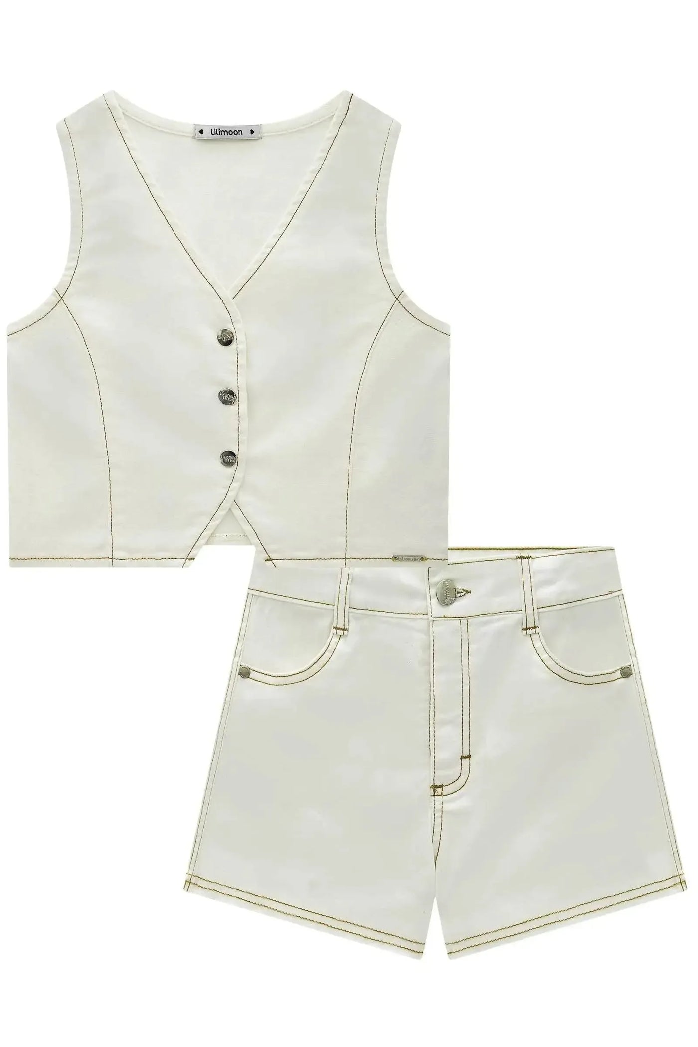 Conjunto de Colete e Shorts em Sarja com Elastano 88807 Lilimoon Teen Menina