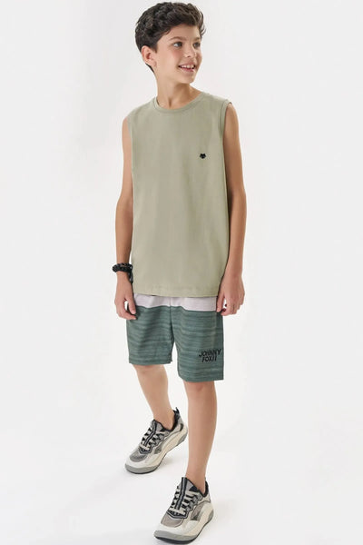 Conjunto de Regata em Meia Malha e Bermuda em Nylon Ergonomic com Elastano 88281 Johnny Fox Teen Menino